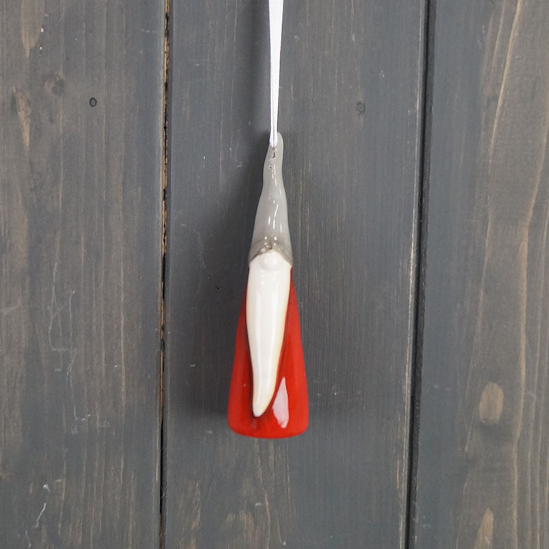 Hanging Red/Grey Ceramic Enchanted Santa (10cm) detail page